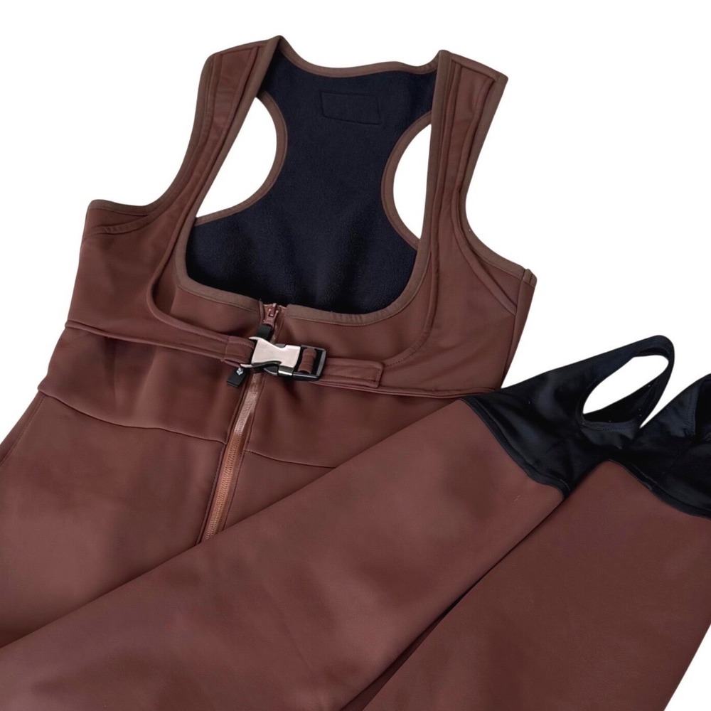 ASOS 4505 Ski Suit One Piece Jumpsuit Brown Buckle Belt Stirrup Snow‎ Bunny 6 S